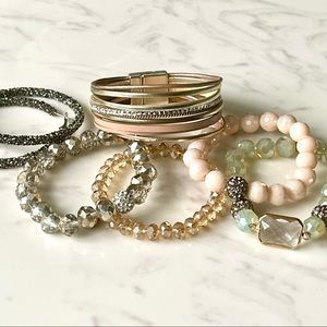 Gorgeous Pastel Sparkly Jewelry Set, 6 pieces